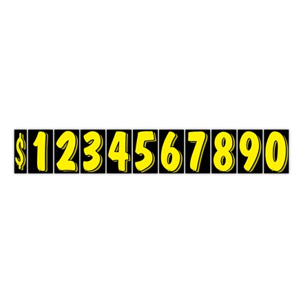 7 1/2" Yellow on Black Windshield Numbers DVT358