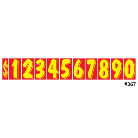 11 1/2" Yellow on Red Windshield Numbers DVT367