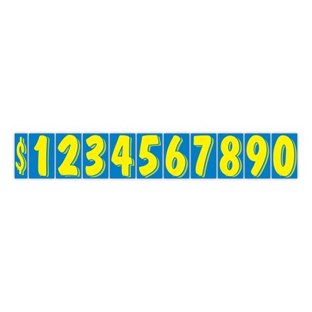 7 1/2" Yellow on Blue Windshield Numbers DVT359