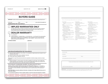 Buyers Guide - 2 Part Implied Warranty