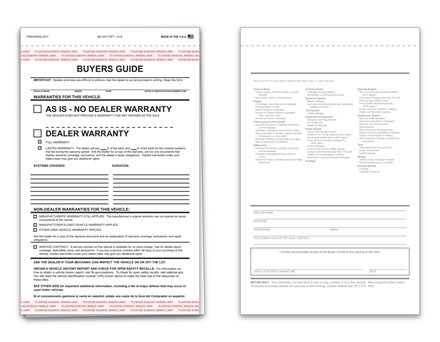 AS IS Buyers Guide Tape On with Lines