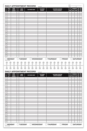 Service Daily Record Book DASP-168